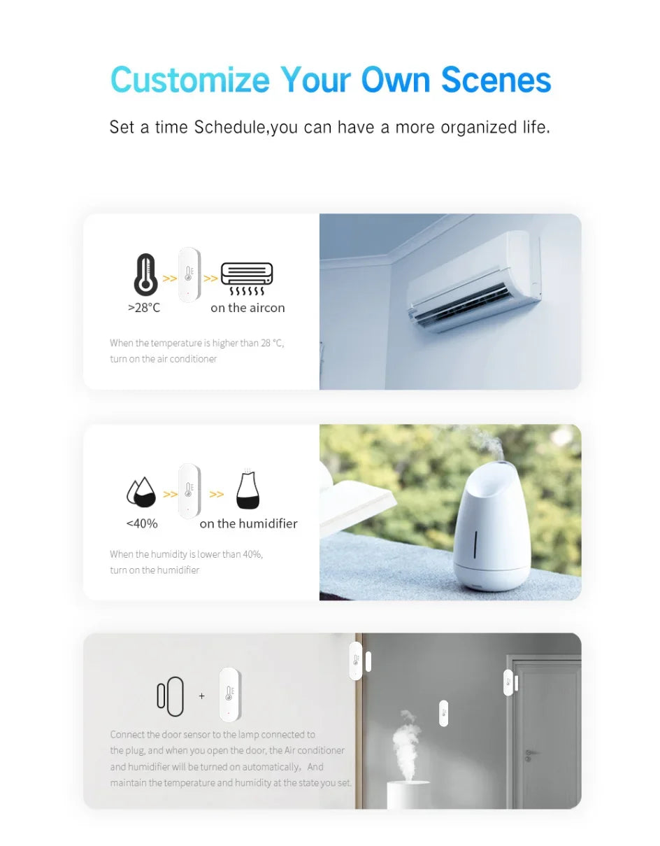Tuya Zigbee Temperature & Humidity Sensor, Real-time Monitoring, Precise Readings, Seamless Integration for Optimal Comfort