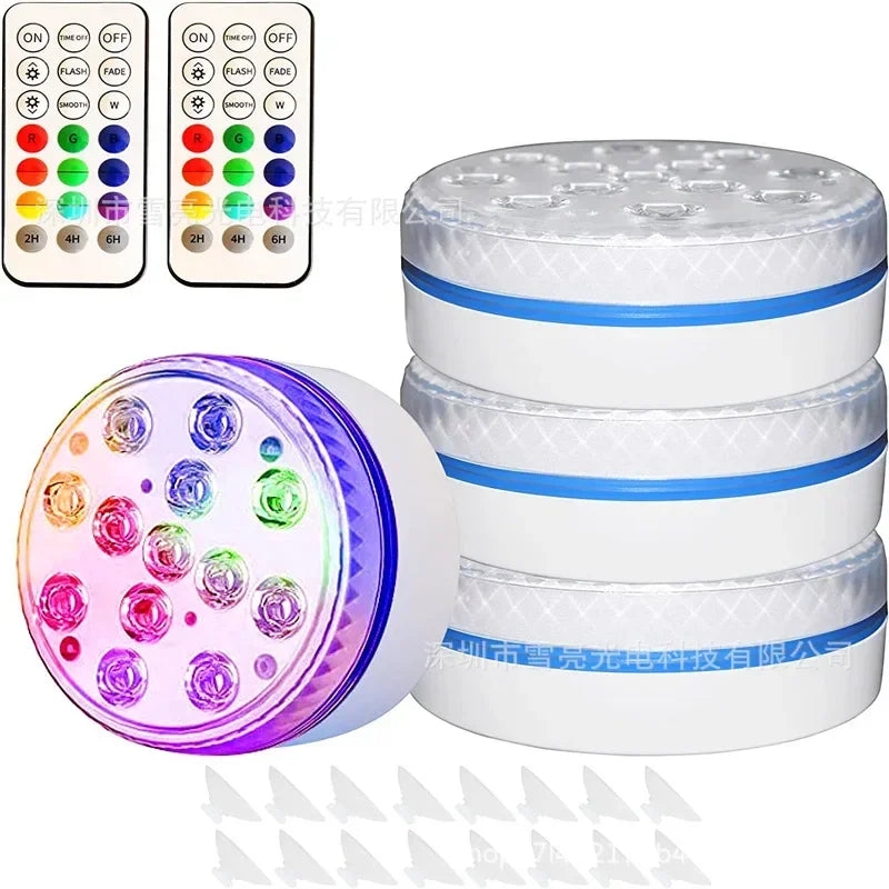 Updated IP68 RGB Submersible 13LED Underwater Light with Remote Control Underwater Pool Light Bright Lamp for Pond/Pool/Aquarium