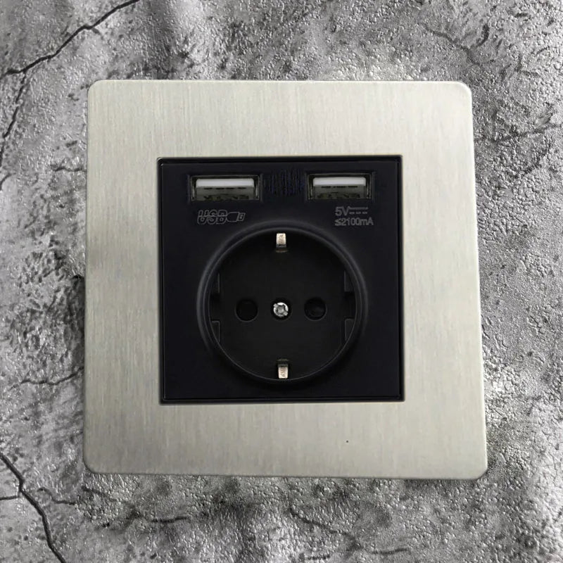 Wall Light Toggle Switch Matte Stainless Steel Brushed Panel for Home Improvement