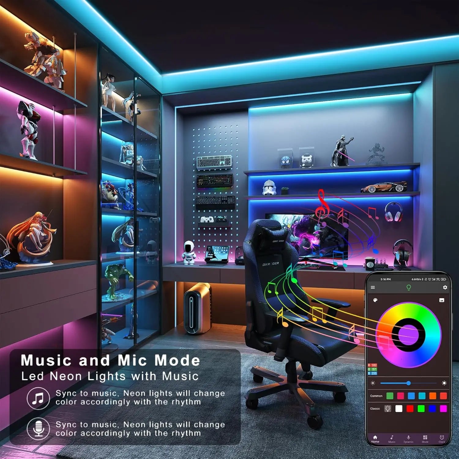 Led Lights for Room Music Sync RGB 5080 Led Strip Lights 10m 20m Flexible Ribbon for Room Bedroom Decor TV Backlights