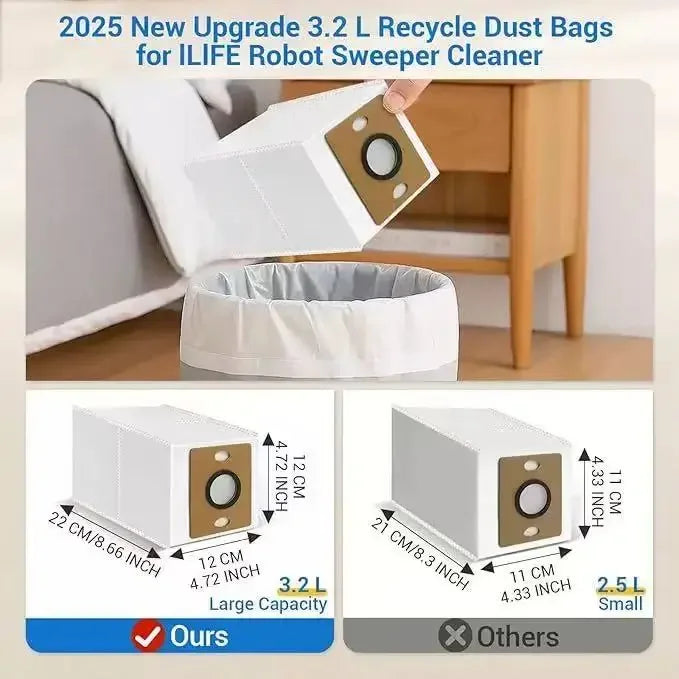Dust Bags for ILIFE A30 Pro / V9 Pro / A12 Pro / V9 / G9 Pro Robot Vacuum Cleaner, Vacuum Parts Dust Bag Replacement Accessories