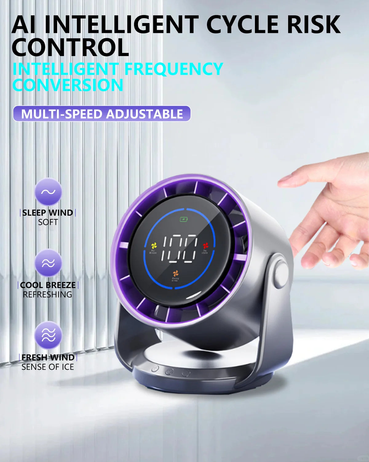 Smart Electric fan Portable desktop rechargeable 100 RPM USB Desktop fan Silent wall mounted cooling fan