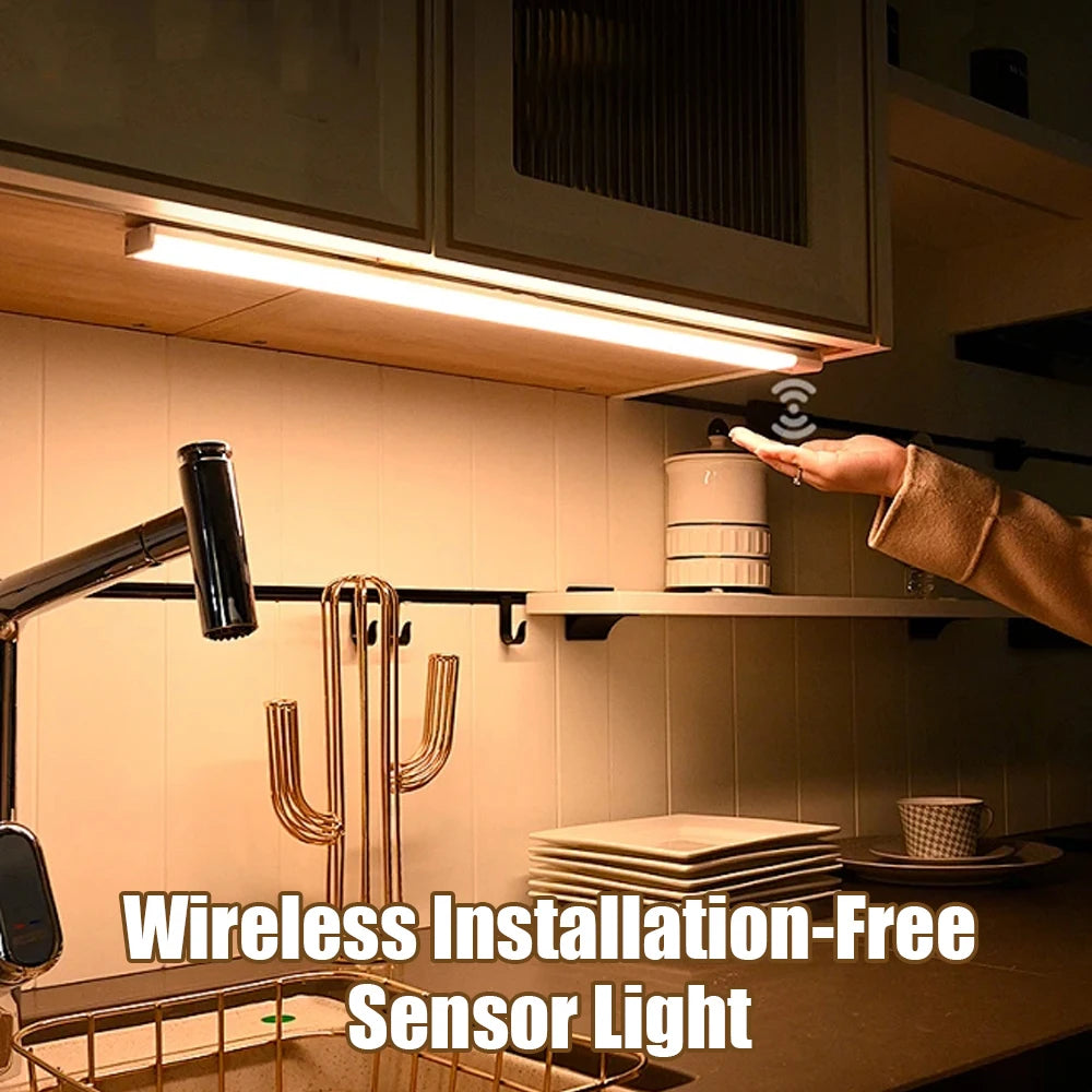 Night Light LED Motion Sensor Under Cabinet Lights USB Rechargeable Portable Lamp Lighting Bar For Bedroom Kitchen Accessories