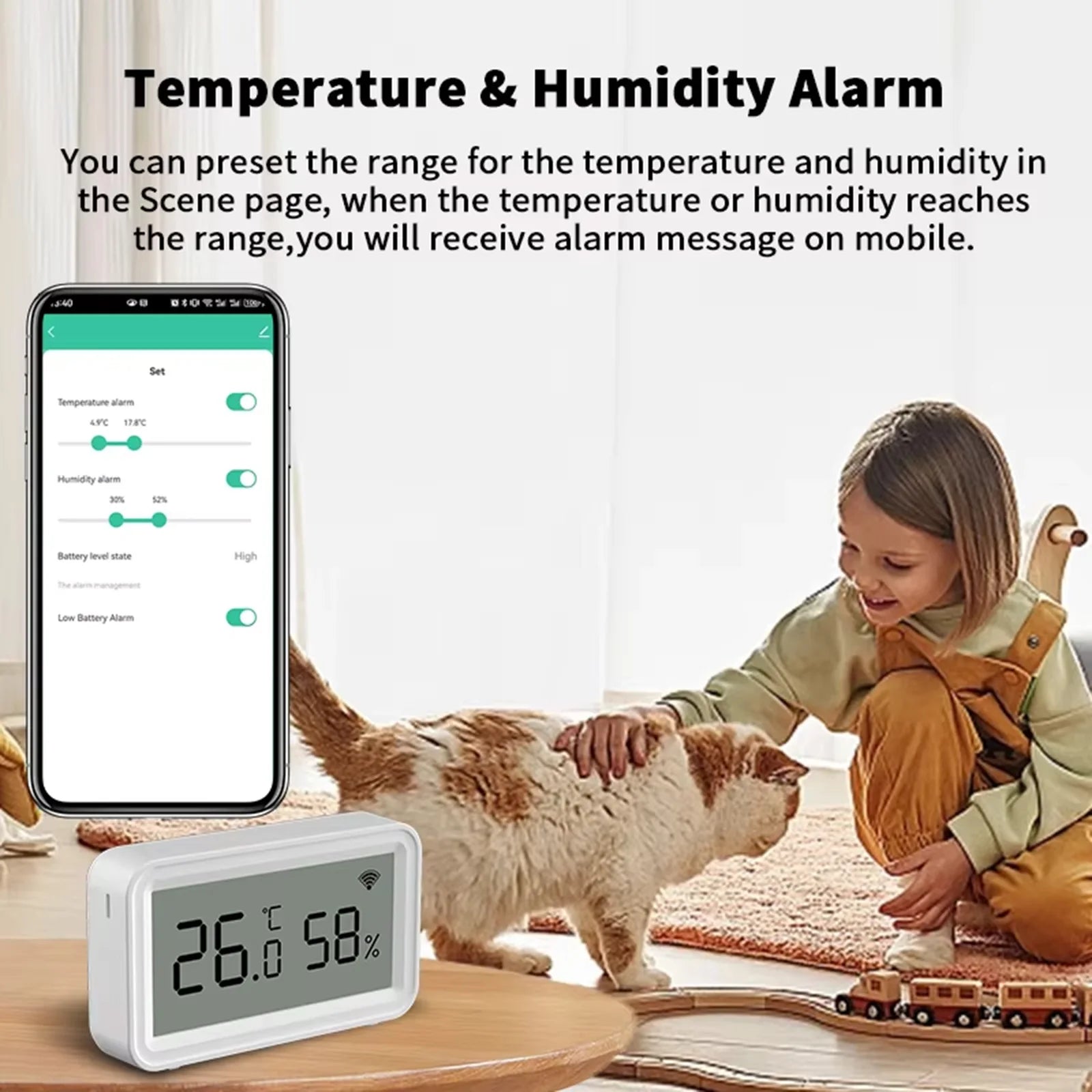 Tuya Zigbee WiFi Indoor Temperature Humidity Sensor with Smart Home App Remote Control Works with Alexa And Google Assistant