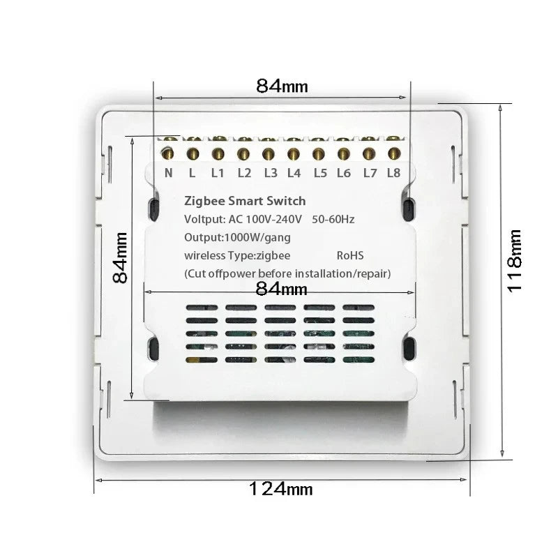 AlexXi Zigbee 4x4 Brazil Touch Sensor Glass Panel Light Switch Tuya Smart Life App 4/6/8 Gang Remote by Alexa Dot Google Home