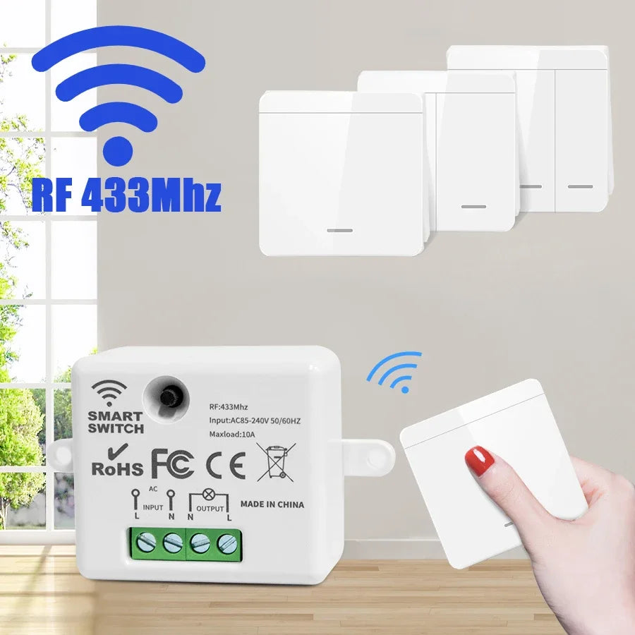 Wireless Wall Light Switch 433Mhz 1/2/3 Wall Light Panel Switch LED Interrupter Switch for Lighting 110V 220V Wireless Control