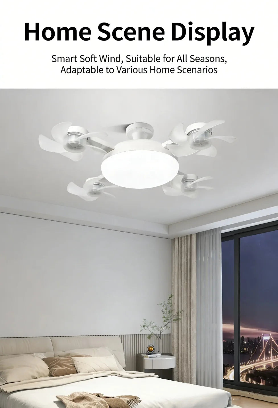 3/4 Heads Drone Style E27 Ceiling Fan Light 2-in-1 AC85-265V Three Colors LED Fan Lamp With Remote Control For Home Restaurant
