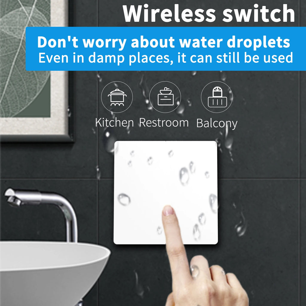 RF433 Self-Powered Wireless Light Switch, Kinetic Energy No Battery,Long Range Wall-Penetrating Signal, Easy Retrofit for Home