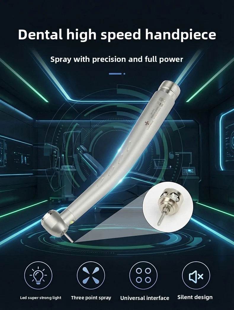 LED Light Dental High Speed Handpiece Ceramic Bearing Cartridge Rotor Push Button Air Turbine Triple Water Spray B2 M4 2/4 Holes
