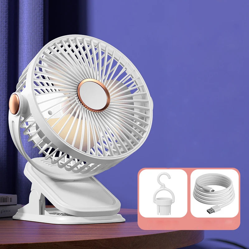 Clip Fan 5 Speed Electric fan USB Quiet Mini Home Office Desk Fans Air Cooler Outdoor Portable Cooling Clip on Fan for Strollers