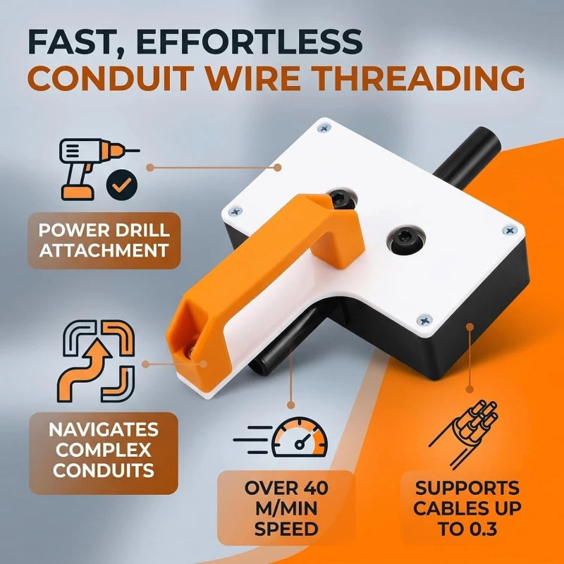 Heavy-Duty Wire Puller, Electrician 8mm Pulling Tool for Drill, Automatic Conduit Wiring Through Pipes Cable Feeding Threader