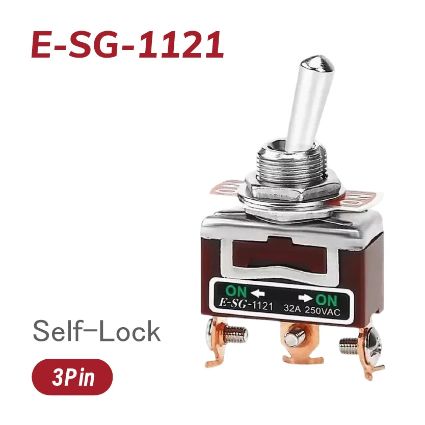 Heavy-Duty E-SG-SERIES Rocker Switch 32A 250VAC Self-Lock Reset with Multiple Pin Options 2-12 Pin