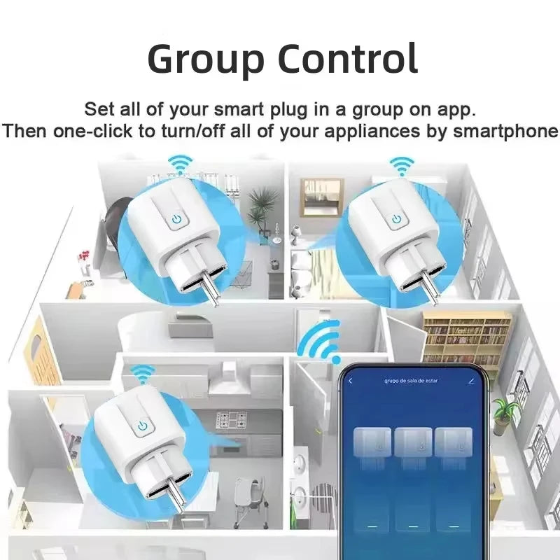 16A/20A Smart Plug WiFi Socket EU With Power Monitor Timing Function  Works With Tuya Smart Life APP Control Alexa Google Home