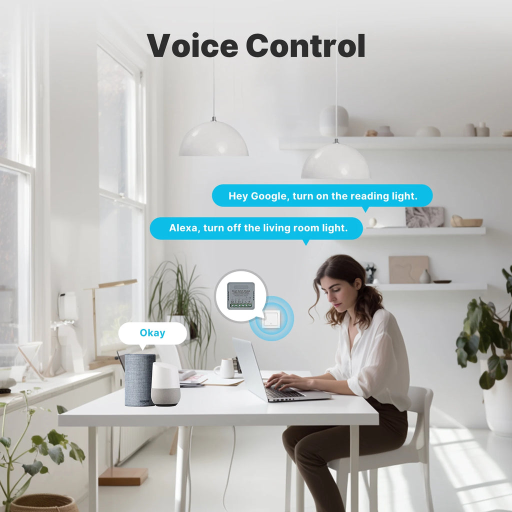 MOES Tuya WiFi Zigbee Mini DIY Smart Switch Module 1-4 Gang Timer Home Automation Compatible with Google Home Alexa