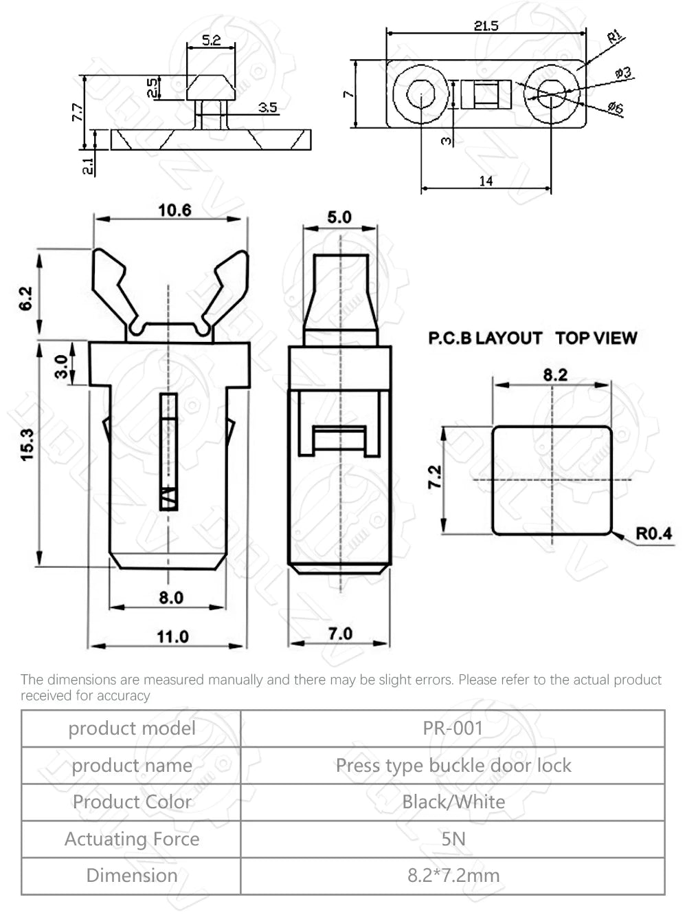 YT2021Y PR-001 Small Door Lock Switch Lock For MS Air Conditioner Set Top Box TV EVD DVD Door Cover High Quality On Sale