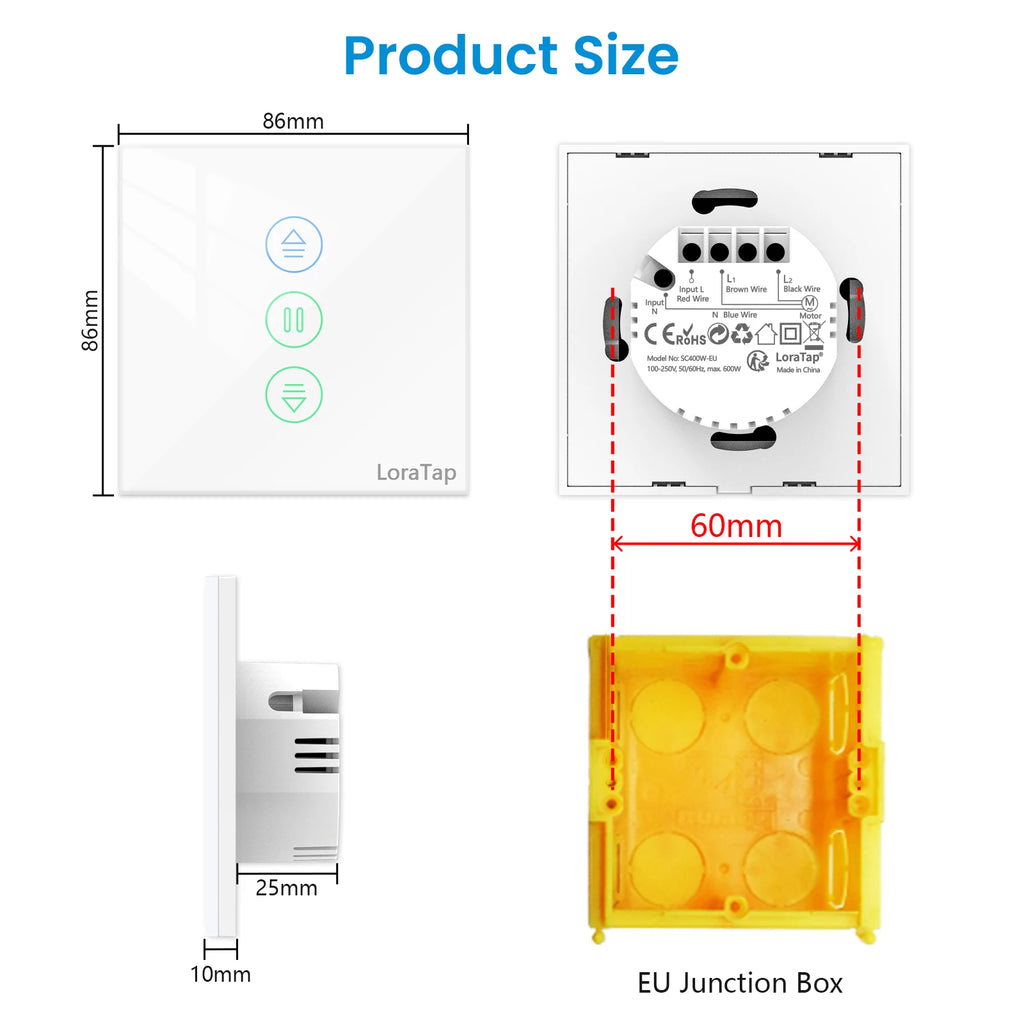 LoraTap Tuya Roller Shutter Touch Panel Switch Smart Life App Remote Progress Bar Settings Voice Control via Google Home Alexa