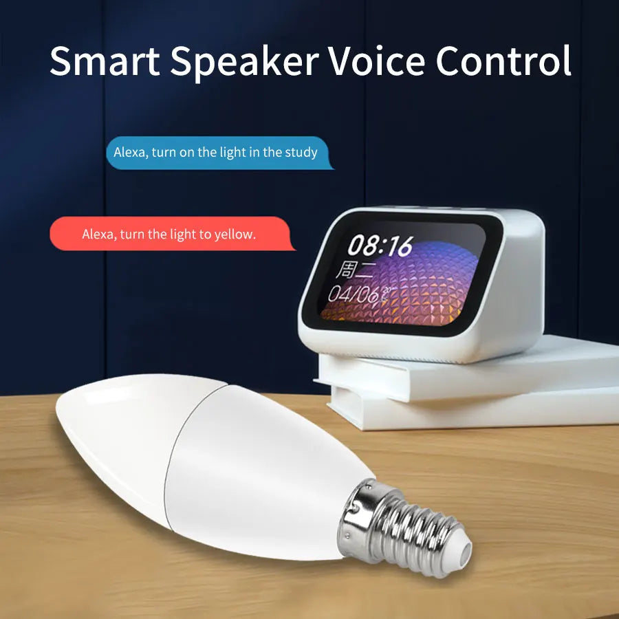 Wifi E14 Led Bulbs 220V Candle Light Tuya Smart Life Spotlight RGB Lamp with RF 2.4G Remote Group Voice Control Alexa Google