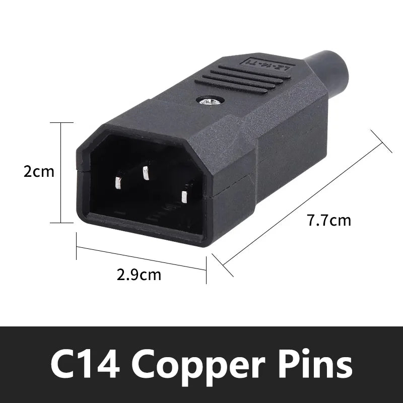 C13 C14 Electrical Power Socket Computer Mount Outlet 3 Pin IEC320 LED Rocker Switch Brass 10A Fuse Inlet Plug Connector 250v