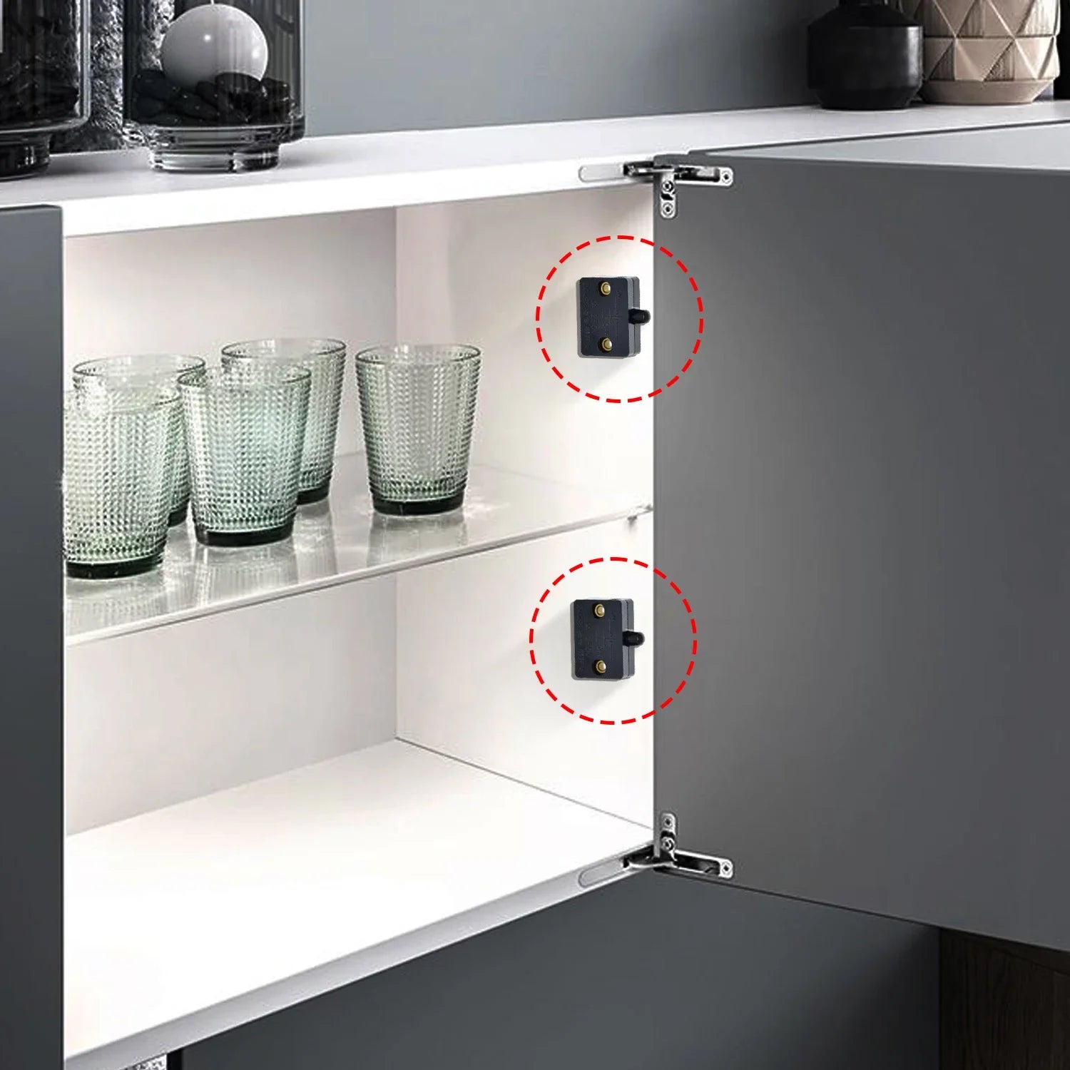 Wholesale Automatic Reset Cabinet Light Control Switch Wardrobe Closet Pantry White Black Normally Closed Lamp On Off Switch