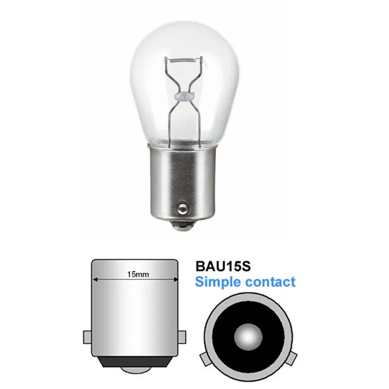 2Pcs Car Turn Singal Light Car Boat Reverse 1156 Tail Light Transparent 12V BAU15S Light Bulb P21W Halogen Lamp