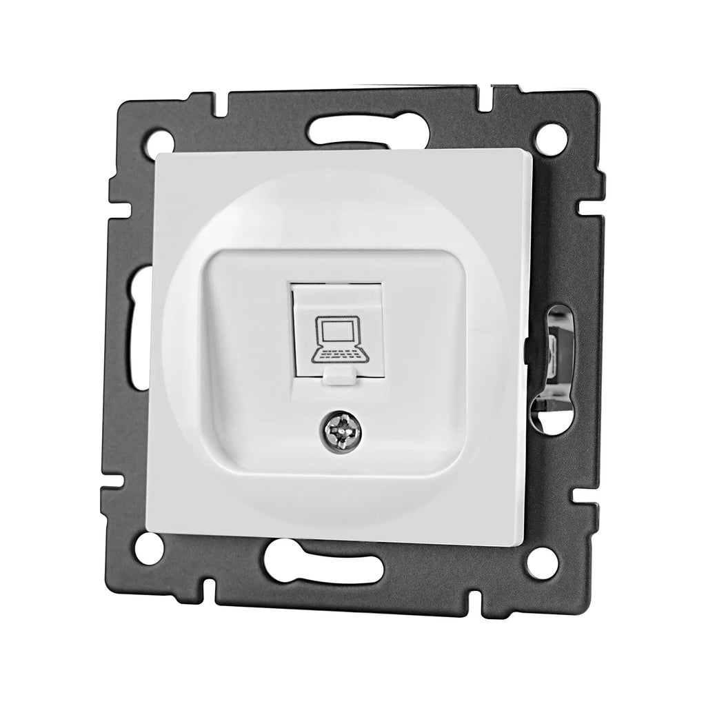 TUV Certified EU Standard Single Wall Socket with Double Power Plug USB Type-C Crystal Glass Panel 1Way Wall Switch 10A/16A 250V