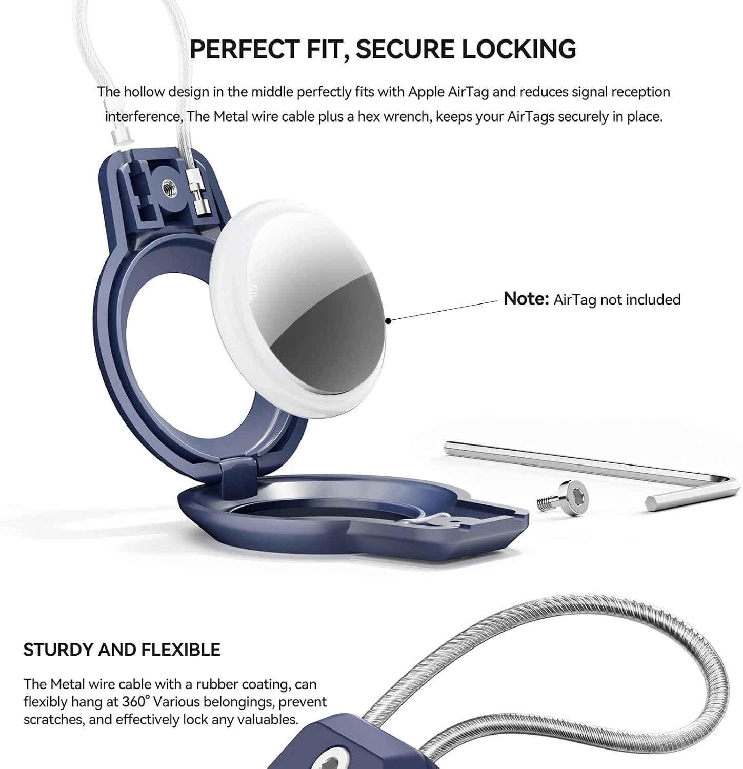 GITFOS AirTag Holder for Apple Airtags Case with Steel wire line and 360 Degrees Protective for Luggage Backpack Keys