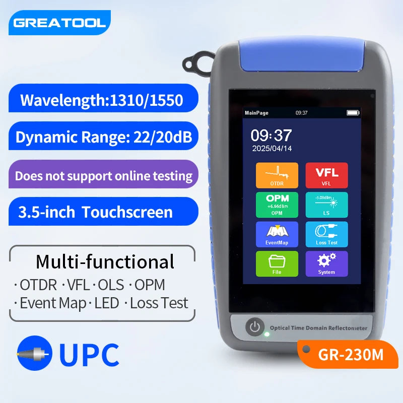 Mini Active OTDR Fiber Optic Tester Smart ODTR Optical Fiber Reflectometer Breakpoint Loss Living Test OPM VFL 1310 1550 1625nm