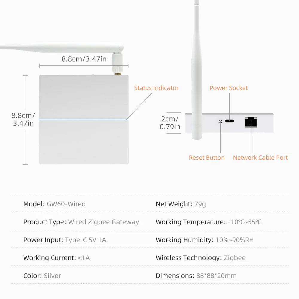 Tuya Zigbee 3.0 Smart Wired Gateway Hub ,With Signal Antenna Smart Wired Bridge Hub,Works With Yandex Alice Alexa Google Home