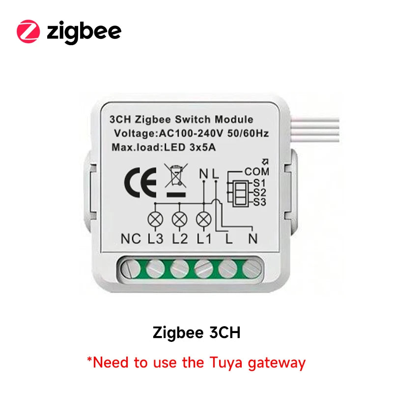 Tuya WiFi/ZigBee Mini Smart Switch 1/2/3/4 Gang Support 2-way Voice Control via Smart Life APP Alexa Google Assistant
