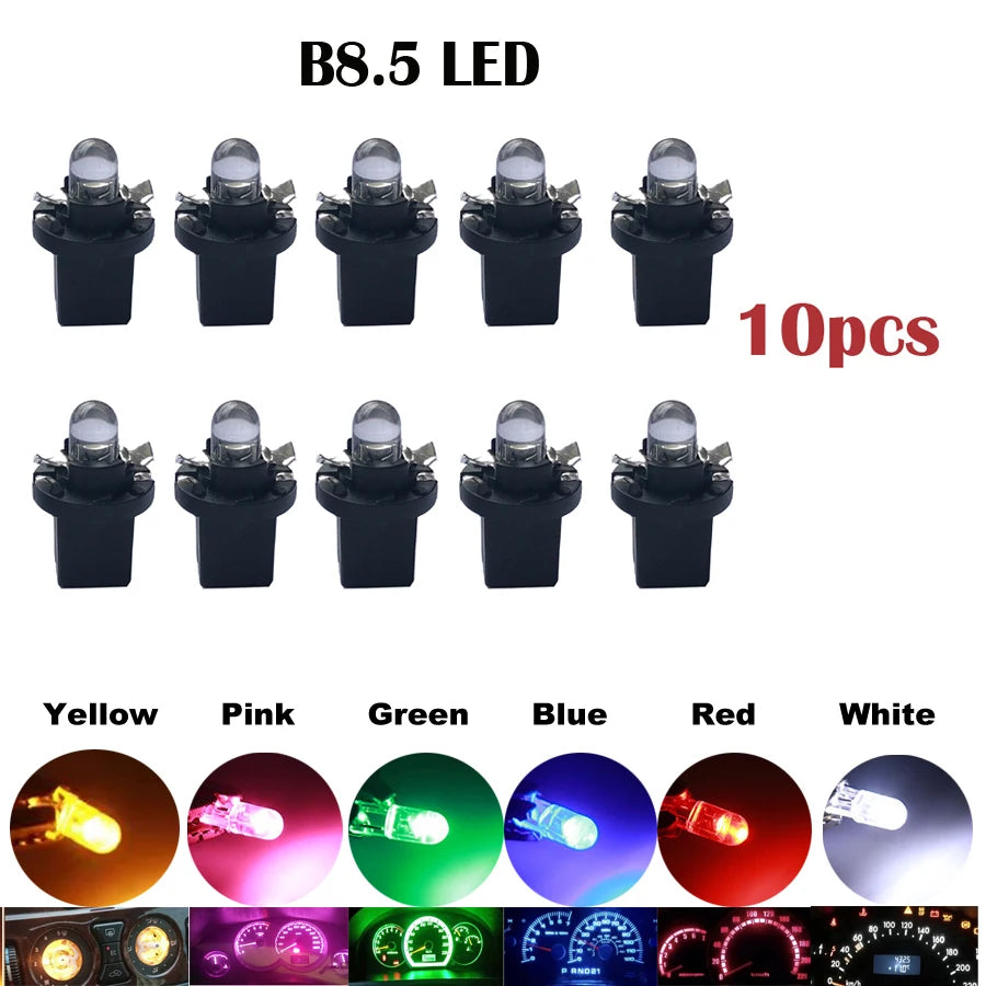10pcs T5 PC74 B8.5 Led W3W Car Interior Light Dashboard Warming Indicator COB Chip Canbus Auto Instrument Light Wedge Gauge Bulb