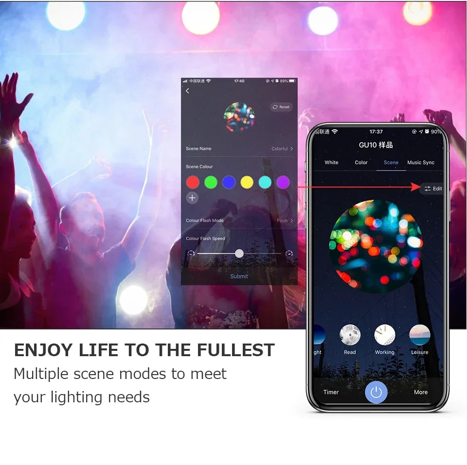 5W 7W 9W 220V 110V Tuya Smart WiFi GU10 LED Bulb Spotlight Alexa Lamp RGBCW Smart Life APP Control Works With Alexa Google Home