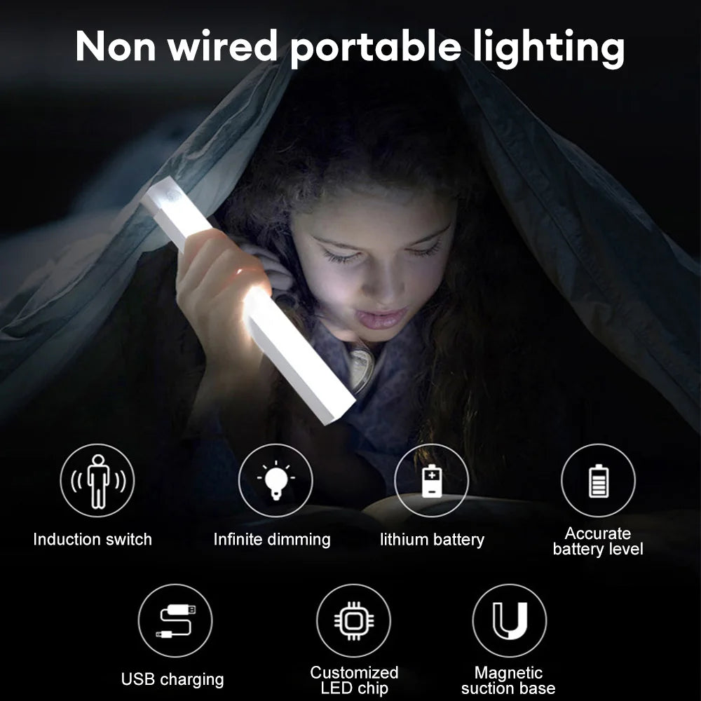 Motion Sensor Light Wireless Rechargeable LED Night Light Closet Cabinet Wardrobe Lamp Kitchen Staircase Backlight 10/20/30/50cm