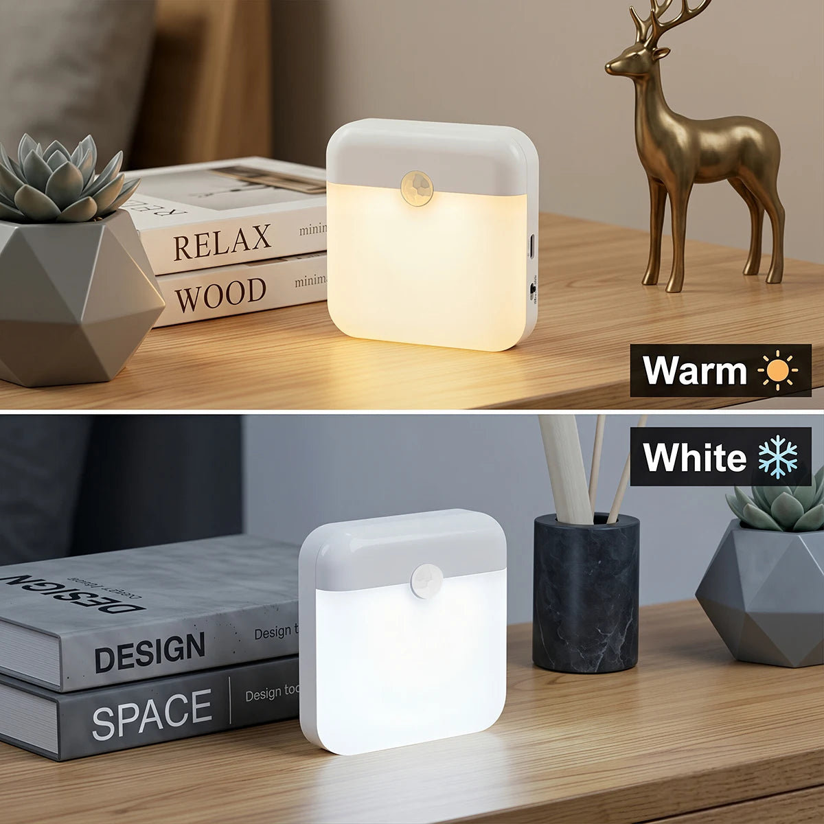 Rechargeable Motion sensor night light-wireless LED detector light 2 Light Modes for bedrooms stairs closets decor wall lights