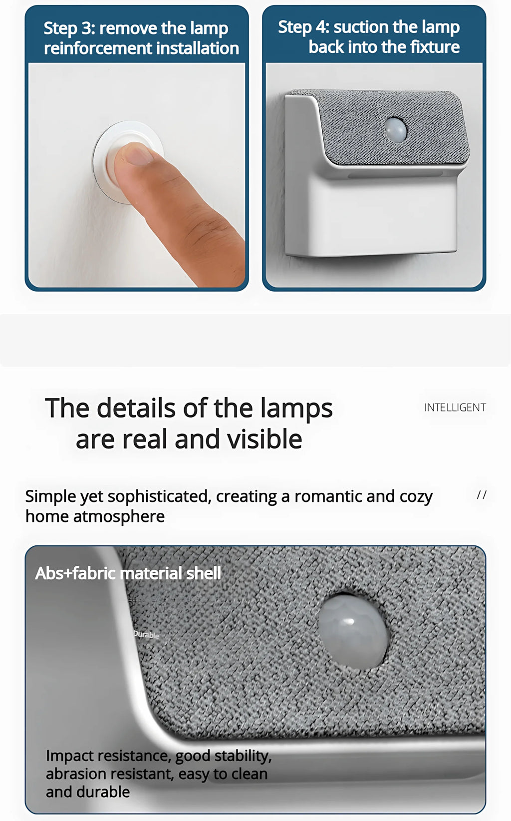 Smart Human Motion Sensor Wall Lamp, Rechargeable Wireless Magnetic LED Night Light, Auto On/Off for Closet Hallway Stairs