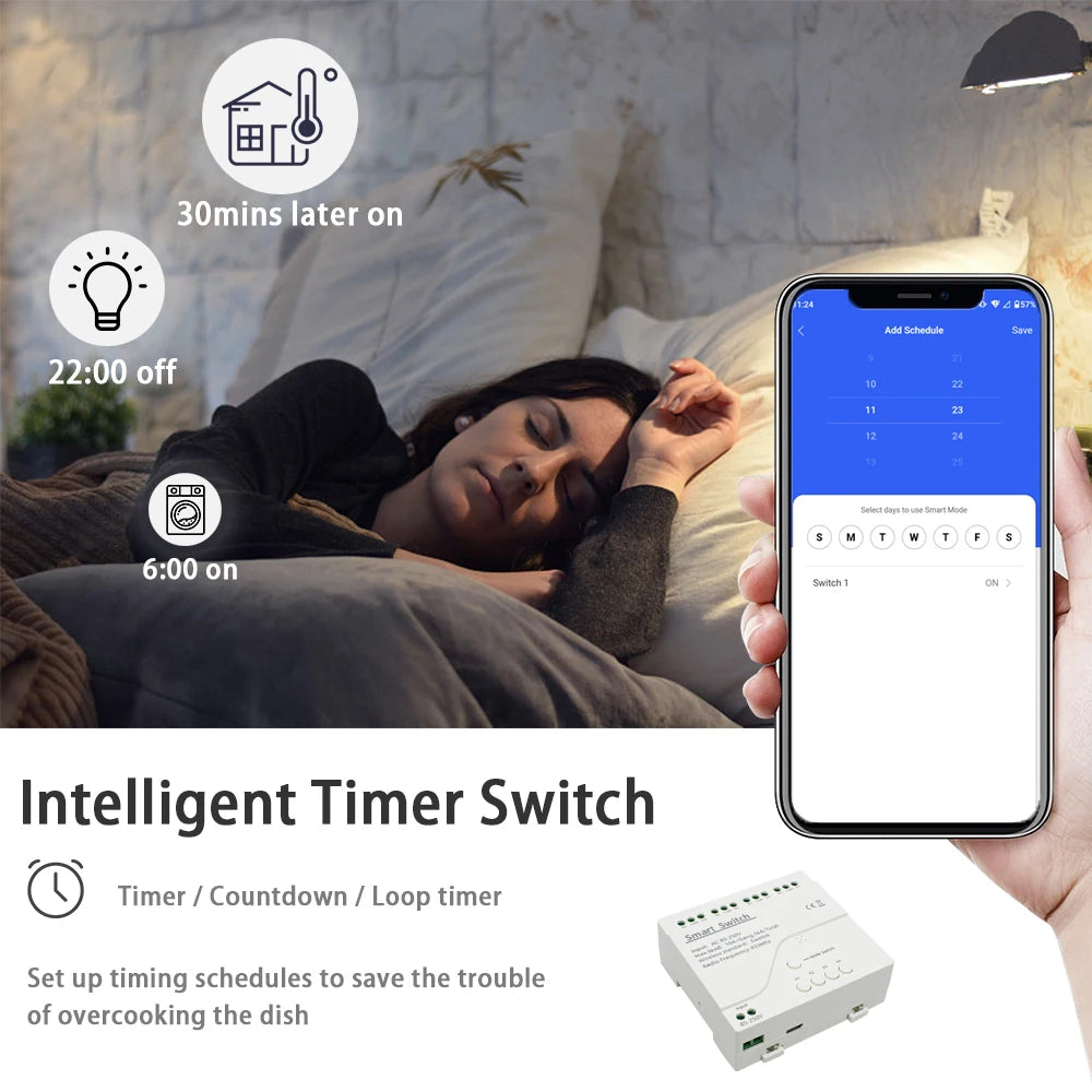 EWelink WiFi Smart 4CH Switch 220V 10A Relay Module APP Remote Control 12V 24V 85-250V Receiver Google Home Alexa