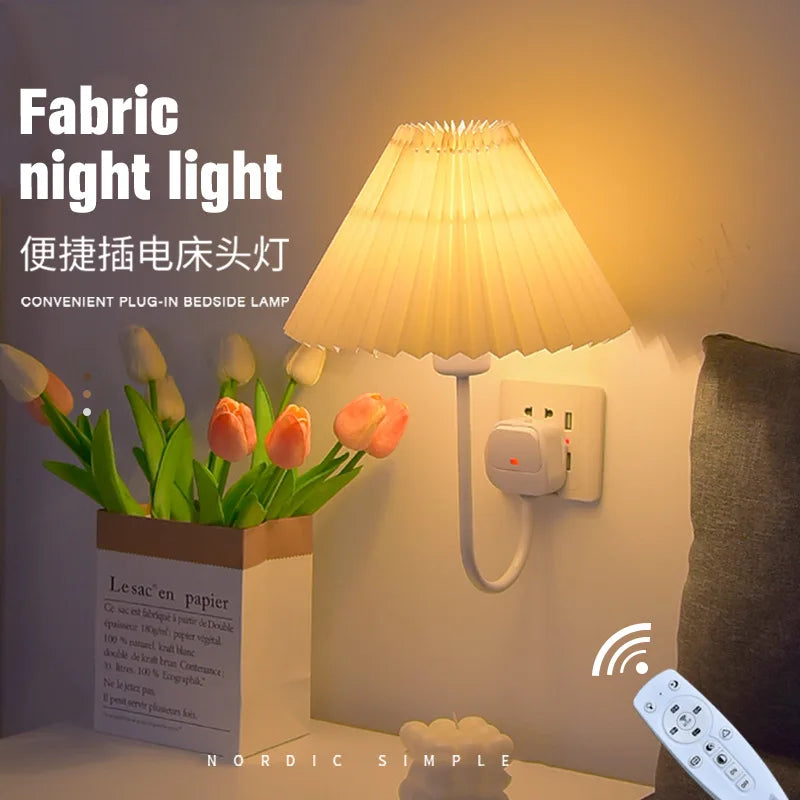 Remote Control Led Night Light Plug-in Eye Protection Sleep Soft Light Confinement Baby Feeding Wall Lamp Bedroom Bedside Lamp