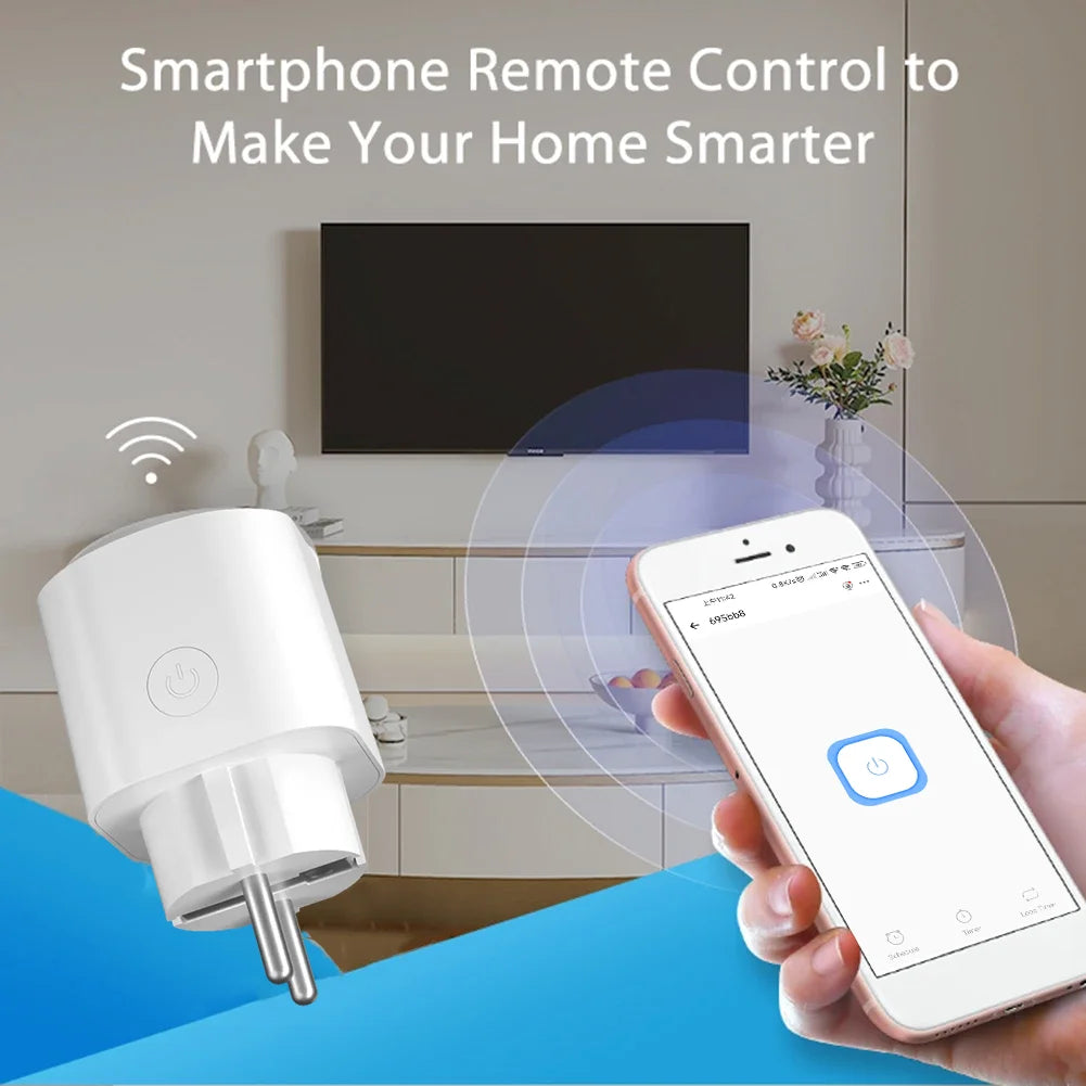JSPTEC Smart EU Plug Matter WiFi Socket 16A Timer Outlet Support  Apple Homekit with Google Home Alexa