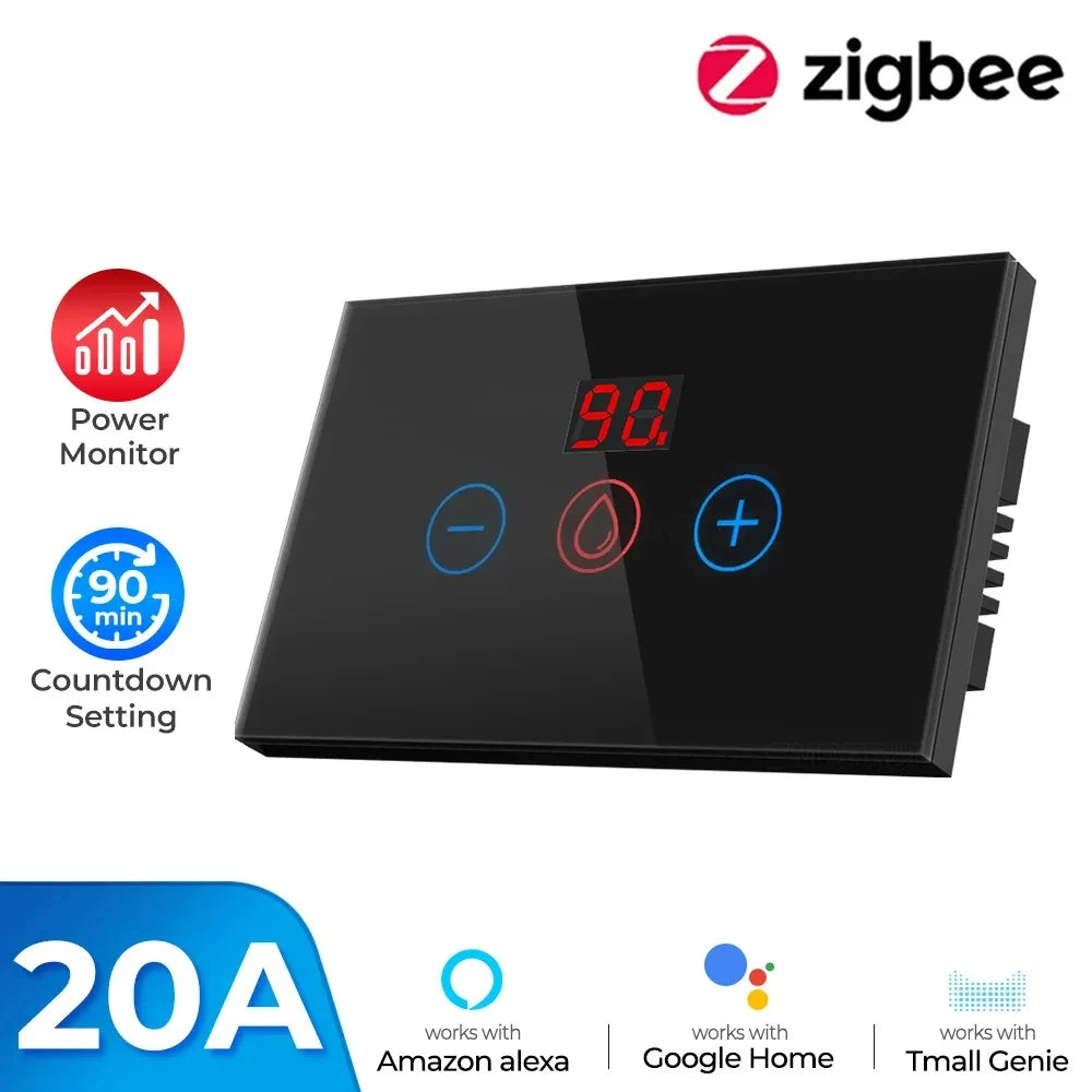 Tuya EU US WiFi/zigbee Smart Water Heater Boiler Switch With Power Monitor Smart Life Control Works With Alexa Alice Google Home