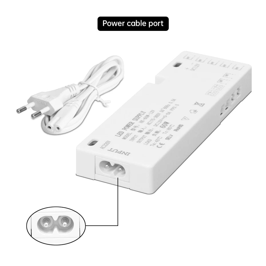200W 150W 100W 60W 36W 24W LED Cabinet Light Strip Transformer AC220V to DC12V/24V for Home Wardrobe/Shelf with DuPont Port