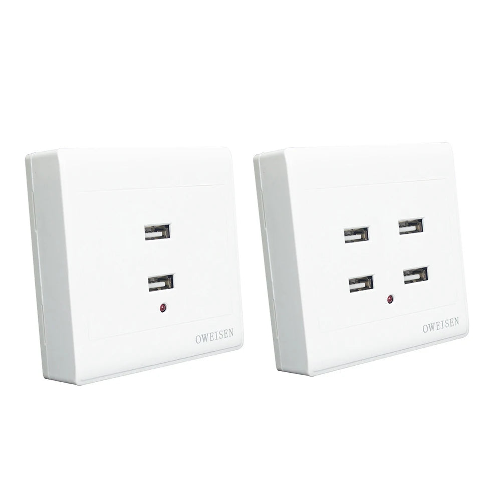 2/4 Ports USB Electrical Socket Wall Mounting Charger Station Power Adapter Plug Outlet 36V 220V to 5V for Home Office Use