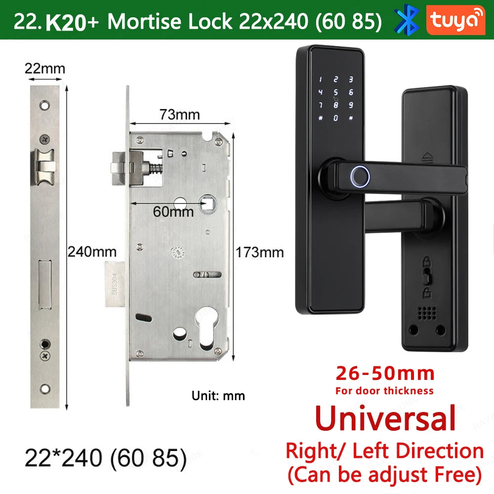 CDOK K20-Tuya Bluetooth door lock, multiple unlocking methods, suitable for office/apartment/B&B/bedroom doors