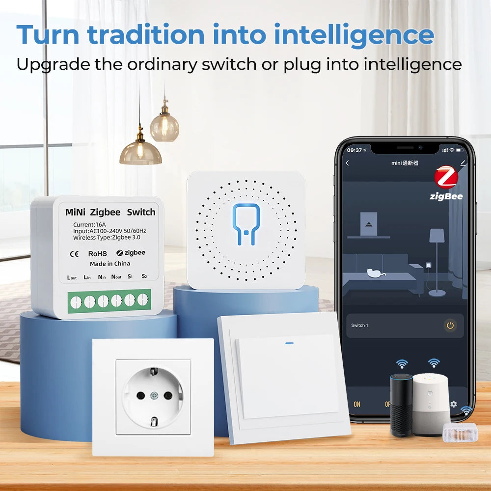 16A eWelink Zigbee 3.0 Mini Smart DIY Switch Control Smart Home Relay Automation Breaker Works With Alexa Google Home Yandex