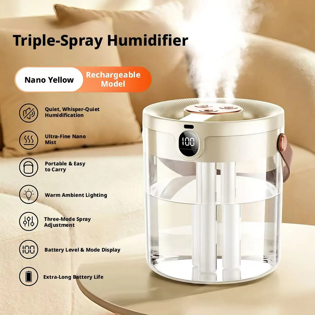 Smart 3 Spray Humidifier Digital Display Silent Large Volume Air Purifier Night Light Portable Desktop Home Bedroom Humidifier