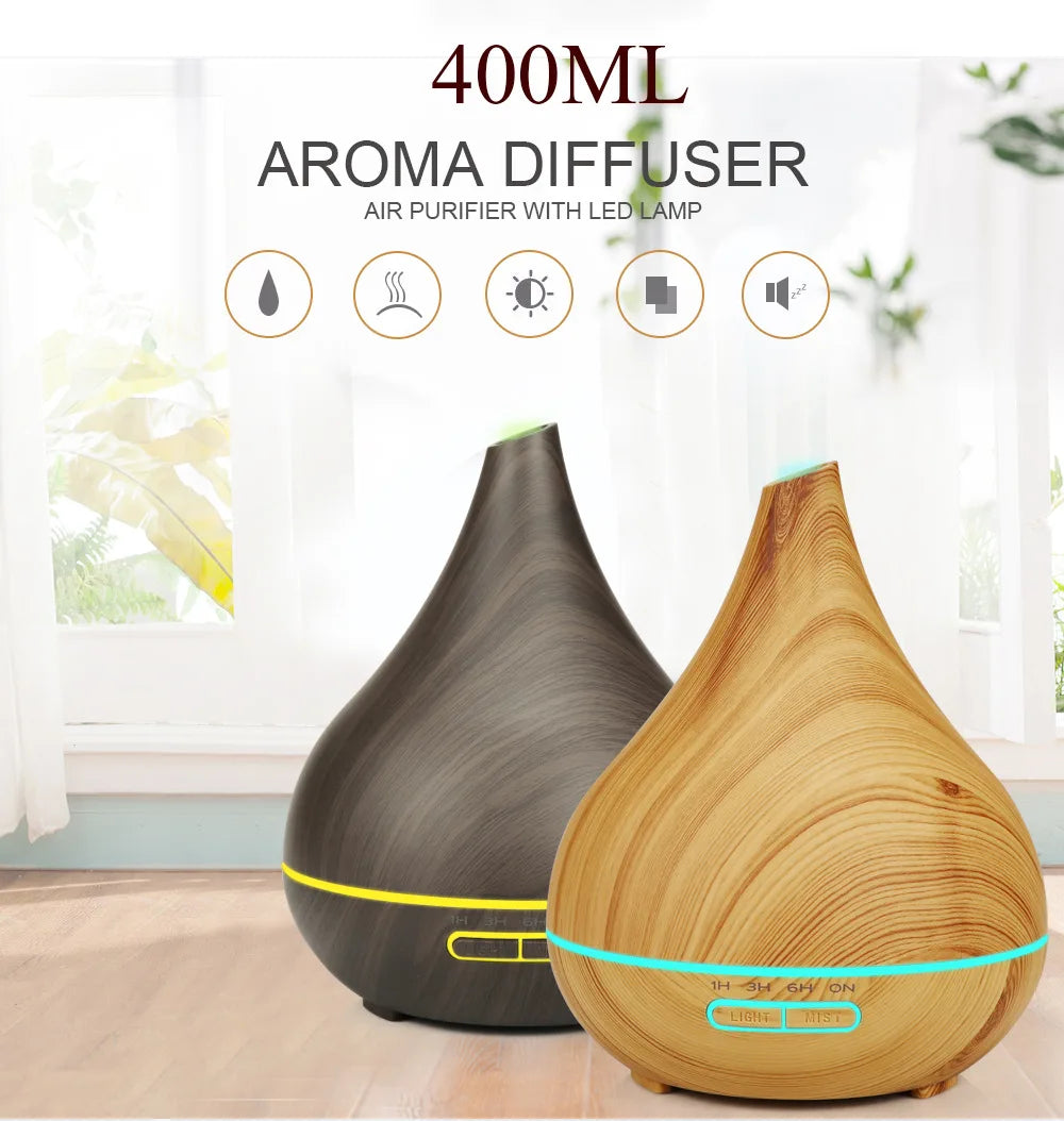Smart WiFi Wooden Essential Oil Diffuser Air Humidifier Voice Control Humificador For Bedroom Home Plants Support HomeKit
