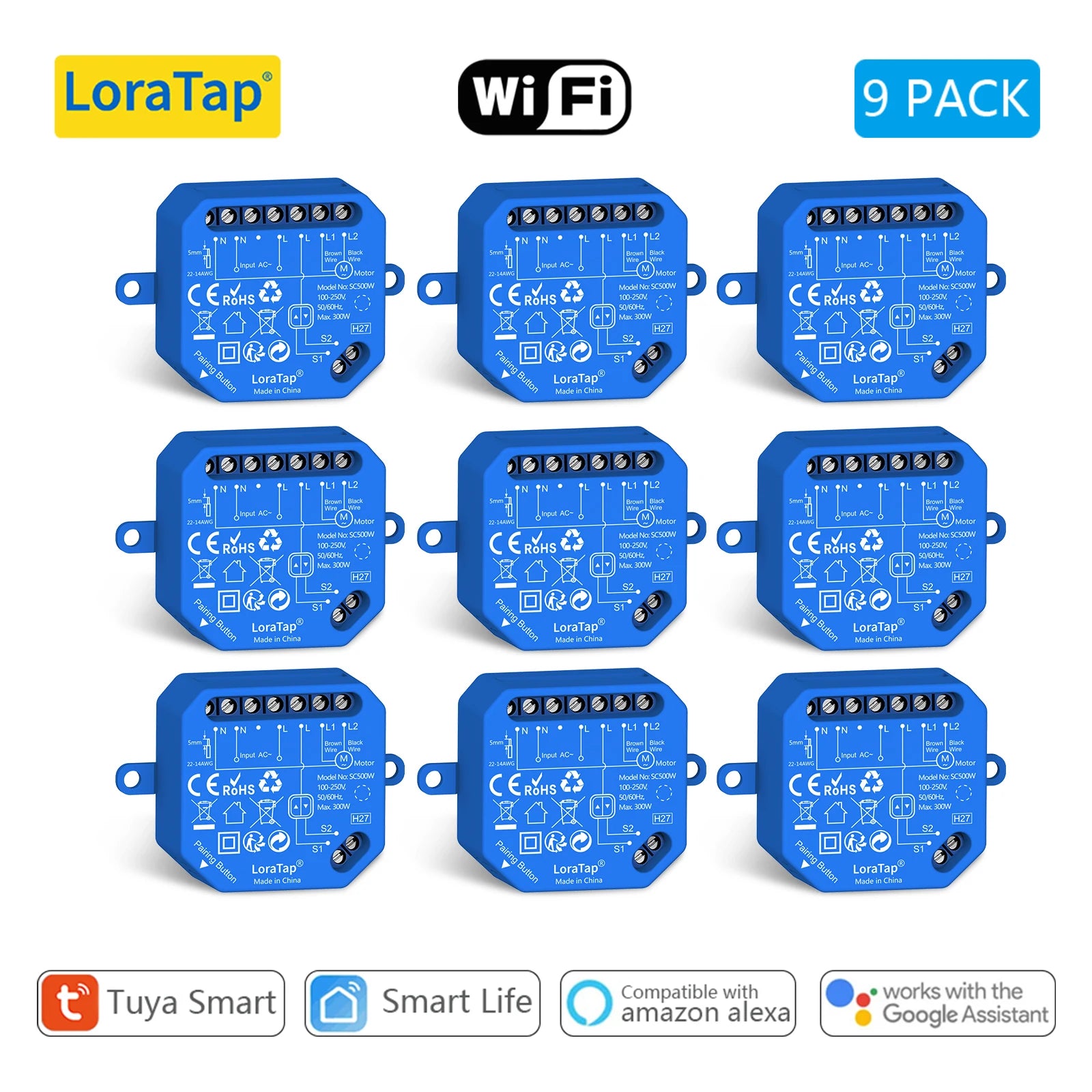 Wireless Roller Shutter Blinds Switch for Tubular Motors Percentage Progress Tuya Smart Life App Remote Control Google Assistant