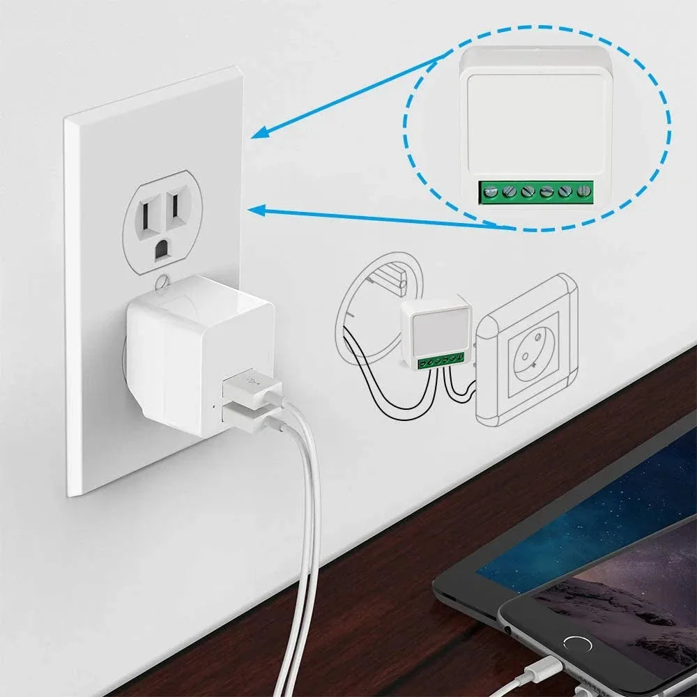 Mini Wifi Smart Switch 2 Way Control works with Tuya app 16A Switches Alexa Yandex Alice Smart Google Home APP Voice Control