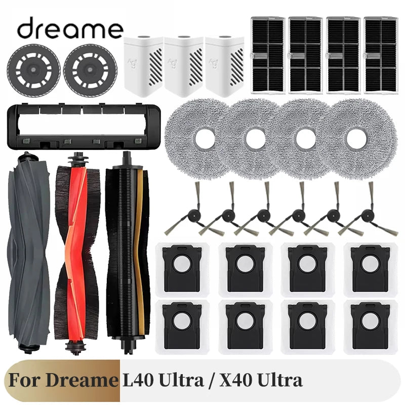 For Dreame L40 Ultra / X40 Ultra Vacuum Cleaner Accessories Main Side Brush HEPA Filter Mop Cloths Dust Bag Spare Parts