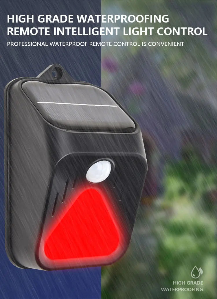 Waterproof Solar Powered Alarm Light Remote Control Motion Sensor Detector Siren Strobe Alarm Pet For Home Yard Outdoor Security