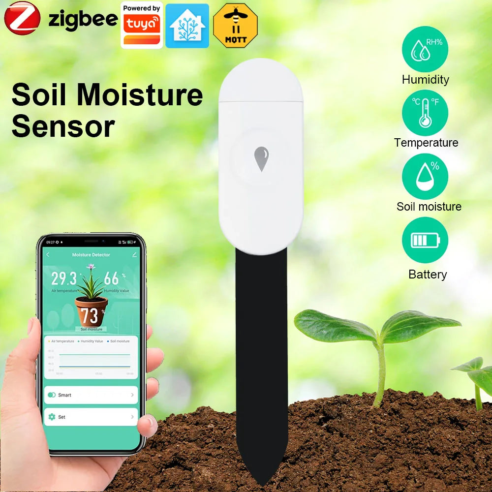 Tuya Zigbee Temperature Humidity Moisture Detector Smart Soil Tester Moisture Sensor Phone App RealTime Monitor for Home Garden