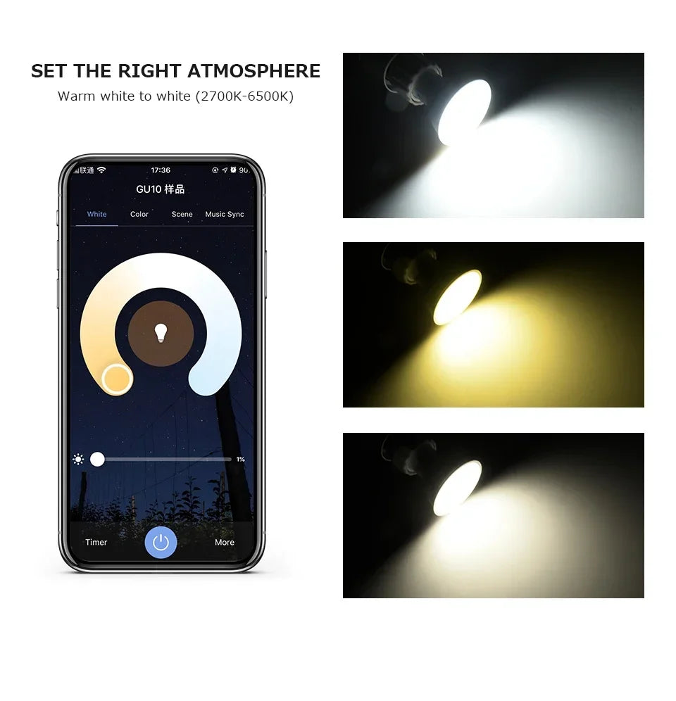 5W 7W 9W 220V 110V Tuya Smart WiFi GU10 LED Bulb Spotlight Alexa Lamp RGBCW Smart Life APP Control Works With Alexa Google Home
